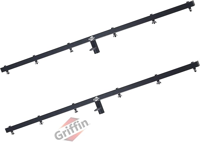 Griffin 5ft T-Bar Support for DJ Light Tripod Stands (Stage-MountX Series) 2-Pack – Cross Bar Mount for Lighting Truss System with 12 Hanging Bolts – Horizontal Trussing Kit for Music Equipment