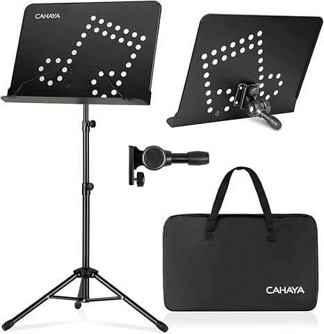 CAHAYA Portable sheet music stand: 3 in 1 Dual-use Sheet Music Stand & Desktop Book Stand Adjustable 31.4–55.9 in with Book Stand Support, Carrying Bag
