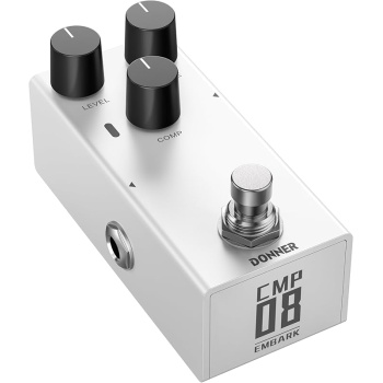 Donner Compressor Pedal for Electric Guitar, DIY Shell, Analog True Bypass Effects Pedal, Vintage Warmth & Studio-Grade Clarity（EMBARK 08）