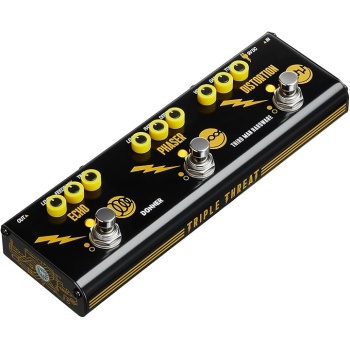Donner X Third Man Hardware Multi-Effect Pedal, Triple Threat 3-in-1 Analog Guitar Pedal Distortion Phaser Echo Pedal with Adapter for Electric Guitar