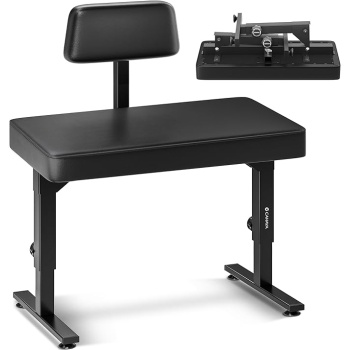 CAHAYA Foldable Adjustable Piano Bench: Portable Keyboard Stool 200kg Capacity Height & Backrest Adjustable for Kids/Adults Perfect for Home Studio Teaching & Outdoor Performances