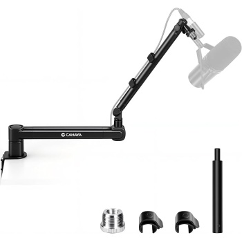 CAHAYA Mic Boom Arm Stand - Low Profile Adjustable Microphone Arm Desk Stand with 3.5" Extension Pole Compatible with Shure SM7B, BlueYeti, FIFINE, HyperX QuadCast