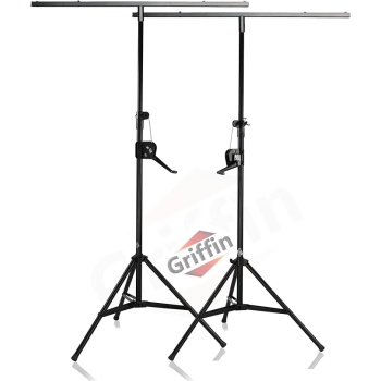 Griffin DJ Light Stands (2-Pack) Stage Lighting Truss System (Hand-CrankUP Plus) – Portable Speaker Tripod Platform Rig – Adjustable Trussing Kit – T Bar Mount for Can Lights – Music Equipment Package