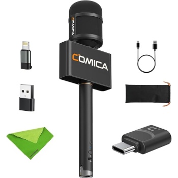 COMICA Revo S Wireless Handheld Interview Microphone,Reporter Mic with USB-C Receiver, Compatible with iPhone 15/16,Android Phones,Laptops,and PC, Professional Mic for Podcasting, Report,Interview