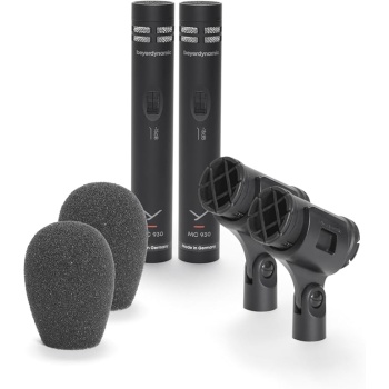 beyerdynamic MC 930 Stereo Set, True Condenser Microphone Matched Stereo Set, Cardioid, XLR Connectors, Soft Travel Case, Stand Adapters, Handmade in Germany, Black