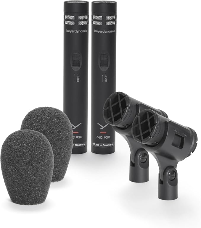 beyerdynamic MC 930 Stereo Set, True Condenser Microphone Matched Stereo Set, Cardioid, XLR Connectors, Soft Travel Case, Stand Adapters, Handmade in Germany, Black