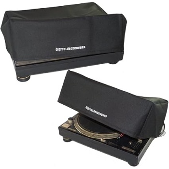 DigitalDeckCovers TECHNICS Turntable Dust Cover for SL-1200 / SL-1210 & Pioneer PLX-1000 Record Player Protector [Water Resistant, Antistatic, Black Premium Fabric] by DigitalDeckCovers