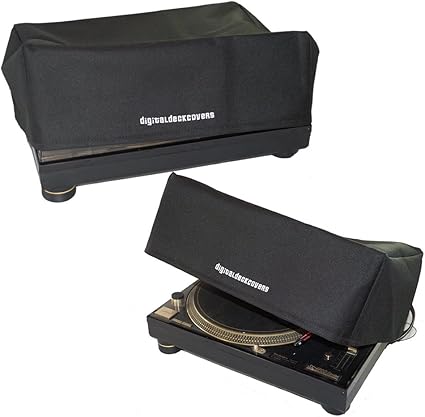 DigitalDeckCovers TECHNICS Turntable Dust Cover for SL-1200 / SL-1210 & Pioneer PLX-1000 Record Player Protector [Water Resistant, Antistatic, Black Premium Fabric] by DigitalDeckCovers