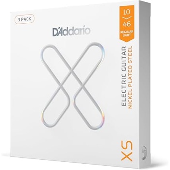 D'Addario Electric Guitar Strings, XS Nickel Coated, XSE1046-3P, Regular Light Gauge 10-46, 6-String Set, Pack of 3