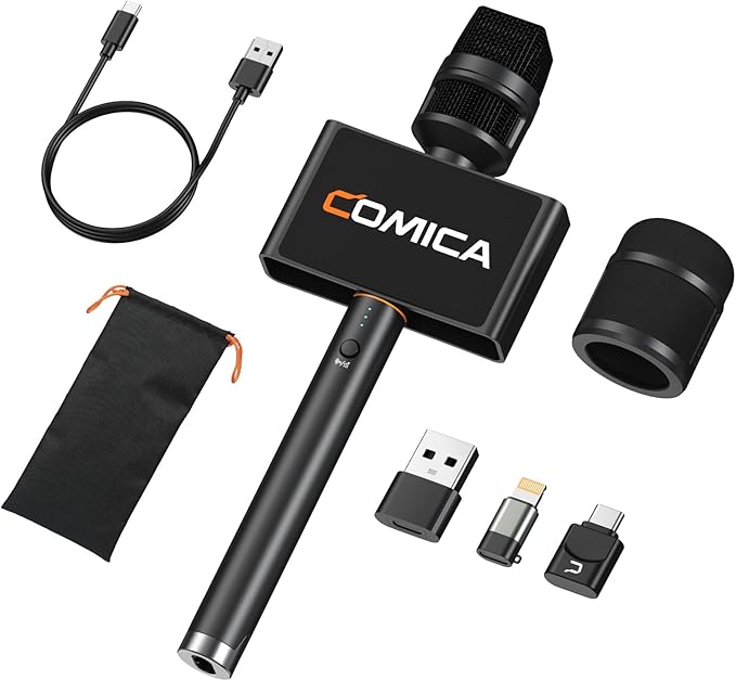COMICA Revo S Wireless Handheld Microphone for iPhone, USB C Interview Microphone, 48kHz/24bit Audio Recording, 15H Battery, Smartphone Mic for Content Creator, Reporter, Podcast, Street Interview