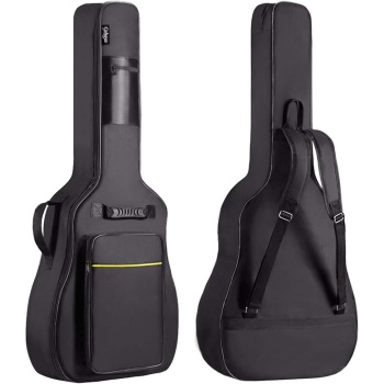 CAHAYA 41 In Acoustic Guitar Bag 0.35 In Thick Padding Water Resistent Dual Adjustable Shoulder Strap Guitar Case Gig Bag with Back Hanger Loop, Black CY0152