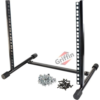 Griffin Rack Mount Stand 10U (Studio-ZPRO Steel Series) – Music Recording Audio Equipment Sound Mixer Standing Case & 20 Screws – Network Amp Server Gear Rails For DJ Booth Cart, Stage & Bands