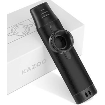Ueteto Kazoos with 5 extra Membranes, Metal Kazoo with Adjustable Tone for Guitar, Ukulele, Violin, Piano, Keyboard, Easy to Learn Musical Instruments for beginners/adults/Music Lovers. (black)
