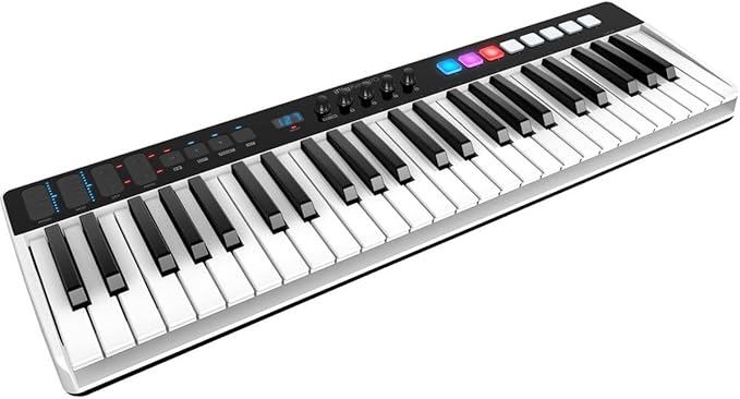 IK Multimedia iRig Keys I/O 49 portable keyboard MIDI controller 24-bit/ 96Khz audio interface full-size synth velocity-sensitive, 48V phantom power, XLR mic preamp, iPhone, iPad, Android, Mac, PC