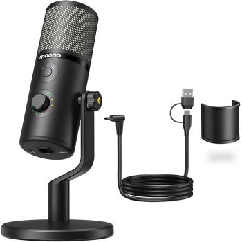 MAONO USB Microphone for Gaming Streaming, Podcast Condenser mic with 3 Polar Patterns Software for Twitch TikTok YouTube Discord, Profession Studio Recording Mic for Computer PC Mac DM50