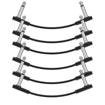 Donner Flat Patch Cables for Guitar Effect Pedal 6 Inch Save Space Clear Sound 1/4" TS Right Angle 6 Packs