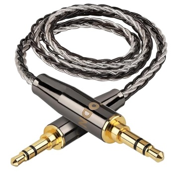 TODN 3.5mm Audio Cable Audiophile with OCC+Silver Core HiFi AUX Cord 3.5mm Male to Male Auxiliary Cord for Car Stereo/Headphones/Tablets/Laptops/Portable Speakers (1.64ft/0.5m)