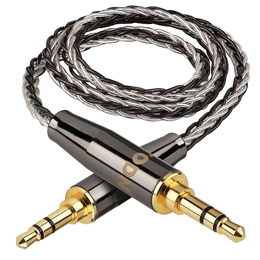 TODN 3.5mm Audio Cable Audiophile with OCC+Silver Core HiFi AUX Cord 3.5mm Male to Male Auxiliary Cord for Car Stereo/Headphones/Tablets/Laptops/Portable Speakers (1.64ft/0.5m)