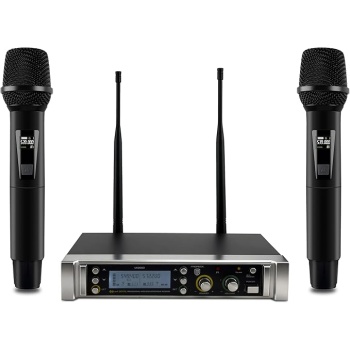 PRORECK UK-2000 UHF 2 Channel Wireless Microphone System with Two Handheld Microphone, Perfect for Party/Wedding/Church/Conference/Speech (UK-2000)