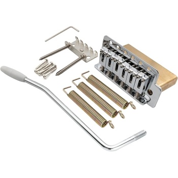 Musiclily Pro 52.5mm Modern 6-Screw Tremolo Bridge 36mm Solid Brass Block for Squier Strat Style Electric Guitar, Chrome