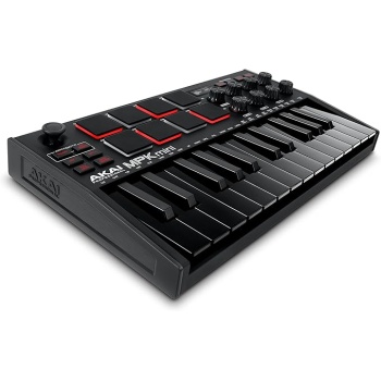 Akai Professional MPK Mini MK3 25 Key USB MIDI Keyboard Controller With 8 Backlit Drum Pads, 8 Knobs, Music Production Software and Native Instruments Sound Package (NKS Integration), Black