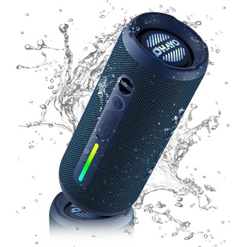 OHAYO Portable Bluetooth Speaker, IPX7 Waterproof Wireless Speaker with 24W Stereo Sound, Active Extra Bass, Bluetooth 5.3, RGB Lights, Dual Pairing, Up to 30H Playtime for Home, Outdoor, Party
