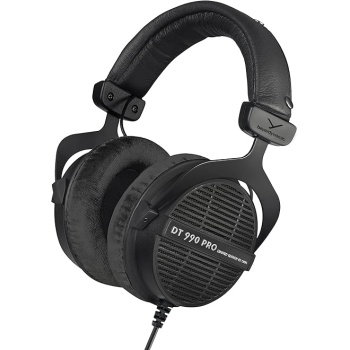 beyerdynamic DT 990 PRO, 80 Ohm, Open Back, Over Ear, Wired Professional Studio Headphones, Gaming, Podcast, Audiophile, Mixing, 3m Straight Cable, Black with Limited Edition Black Velour Ear Pads