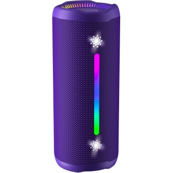 OHAYO Bluetooth Speaker, Portable Wireless, IPX7 Waterproof, Powerful 25W Sound, 24H Playtime, Dual Pairing, Active Bass, Colorful Lights, Bluetooth 5.3, Outdoor Speakers for Home/Party/Beach, Purple
