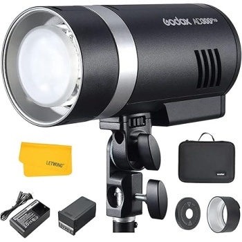 GODOX AD300 Pro AD300Pro Outdoor Flash Strobe Light, 300W TTL HSS 1/8000s Studio Flash, 320 Full Power Flashes, 2600mAh Lithium Battery, 12W Modeling Lamp, for Canon Sony Nikon Fuji Olympus Panasonic