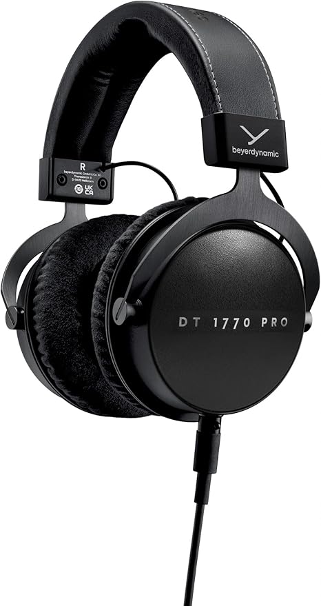 beyerdynamic DT 1770 PRO MKII Wired Over-Ear Headphones, 30 Ohm, Closed-Back Professional Recording Studio Monitor. 2 Detachable Cables, Velour & Leatherette Ear Pads, Handmade in Germany. Black