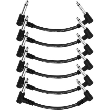 Donner 6 Inch Guitar Patch Cable Guitar Effect Pedal Cables Black 6 Pack