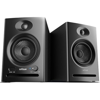 Ortizan C7 Dual-Mode 2.0 Studio Monitors, Active Monitor Speakers for Near Field Music Production, Bluetooth 5.3 Wireless Computer PC Monitor Gaming Bookshelf Speakers(Pair, Black)