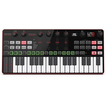 IK Multimedia UNO Synth Pro 3 oscillator desktop MONOphonic analog synthesizer multi-mode filter, arpeggiator, 64 step sequencer, audio input, full USB, MIDI and CV controls