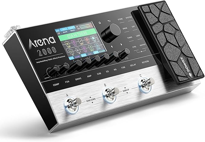 Donner Arena 2000 Guitar Multi-Effects Pedal with 278 Effects, 100 IRs, Looper, Drum Machine, Amp Modeling, XLR and MIDI Support