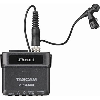 Tascam DR-10L Pro Field Recorder with Lavalier Microphone and 32-bit Float Recording for Audio for Video — Supports 512GB microSDXC and LTC Jam Sync for Seamless Timecode Synchronization