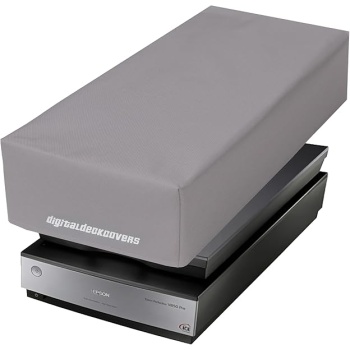 DigitalDeckCovers Antistatic Dust Cover Compatible with Epson V700 / V750 / V750-M Pro / V800 / V850 Film Scanners – Water-Resistant, Dust-Proof Protective Cover – Silver