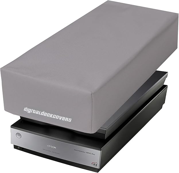 DigitalDeckCovers Antistatic Dust Cover Compatible with Epson V700 / V750 / V750-M Pro / V800 / V850 Film Scanners – Water-Resistant, Dust-Proof Protective Cover – Silver