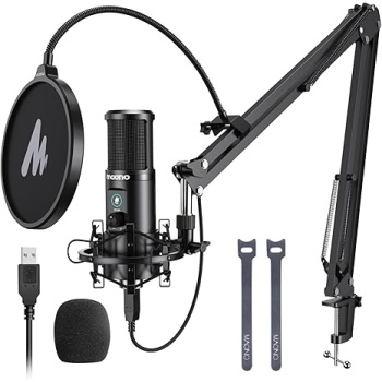 MAONO USB Recording Microphone Kit, Professional Condenser Microphone for PC with One-Touch Mute and Mic Gain Knob for Singing, Podcast, Studio, Streaming PM421