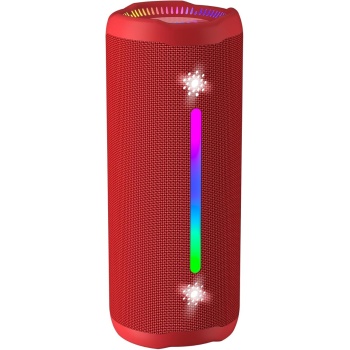 OHAYO Bluetooth Speaker, Portable Wireless, IPX7 Waterproof, Powerful 25W Sound, 24H Playtime, Dual Pairing, Active Bass, Colorful Lights, Bluetooth 5.3, Outdoor Speakers for Home/Party/Beach, Red