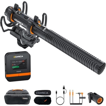COMICA VM40 Shotgun Microphone with Wired & Wireless Modes, 48kHz/32-bit Float Recording, 32GB Storage, Super Cardioid Video Mic for Canon, Nikon, Sony DSLR Camera, Camcorder, Filming, Video Recording