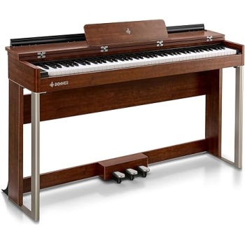 Donner Digital Piano with 88 Key Dynamic Graded Hammer Action Weighted Keyboard Piano, DDP-200 Upright Digital Piano for Professional with LCD Screen/5 Reverb/BT MIDI/Three Pedal