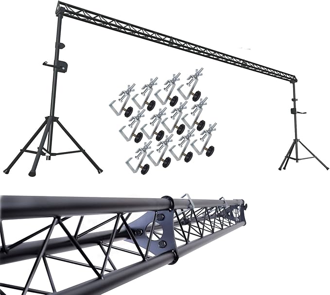 Griffin Triangle Lighting Truss Stand System 15FT (Hand-CrankUP Plus) – DJ Booth Trussing Kit for Light Cans & Speakers – Pro Audio Stage Platform Hardware Package – Music Equipment Mount Gear Holder