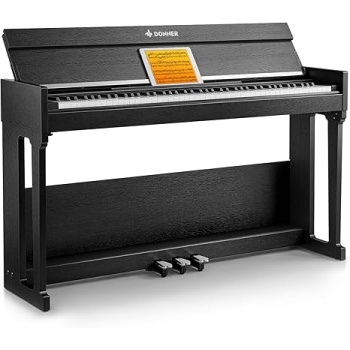 Donner DDP-90 Pro Digital Piano, 88 Key Weighted Piano Keyboard for Beginner/Professional with Three Pedals, Support U-disk Music Playing, PC/Tablet/Cell Phone Connecting, Audio In/Output