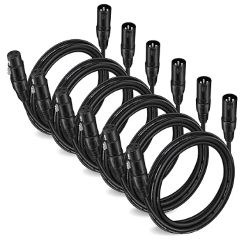 Moukey XLR Cables 10ft XLR 10 Feet Microphone Male to Female Mic Cables Cord, Black 6-Pack