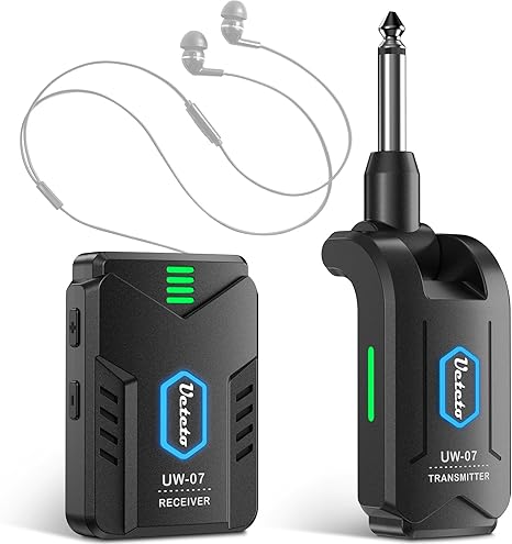 Ueteto Wireless in Ear Monitor System，2.4GHz MONO IEM System with Transmitter Beltpack Receiver, Plug and Play for Musicians， Studio, Band Rehearsal, Live Performance