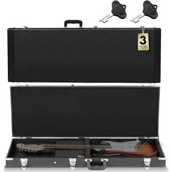 CAHAYA Electric Guitar Hard Shell Case - Portable Square Hardshell for Standard Electric Guitar - Black