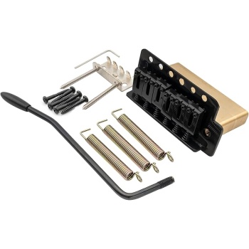 Musiclily Pro 52.5mm Modern 6-Screw Tremolo Bridge 36mm Solid Brass Block for Squier Strat Style Electric Guitar, Black