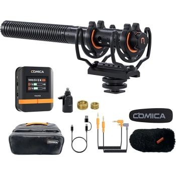 COMICA VM40 Wireless Shotgun Microphone with Receiver for Camera,Smartphone and PC,Support APP Control USB C Digital Output for Video Recording, Podcasting and Interview