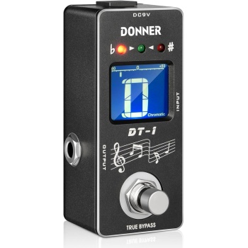 Donner Tuner Pedal, Dt-1 Chromatic Guitar Tuner Pedal with Pitch Indicator for Electric Guitar and Bass True Bypass