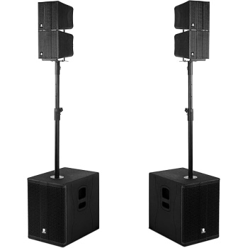 PRORECK Stage 1260 8000W P.M.P.O Stereo/MONO PA Speaker System, 4 Line Array Speakers, Dual 12'' Subwoofer with 4 DSP Presets, TWS Bluetooth, for Party/DJ/Wedding/Meeting